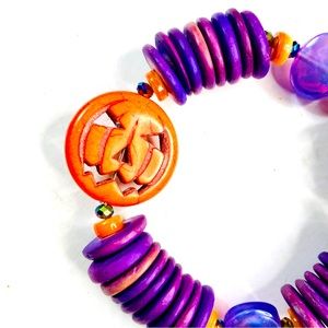 Purple Pumpkin Stretch Bracelet Handmade